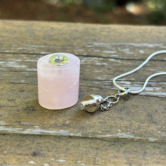 🌹Eternal Essence🩷 Rose Quartz Bottle Necklace on sterling silver - Picture 3 of 6